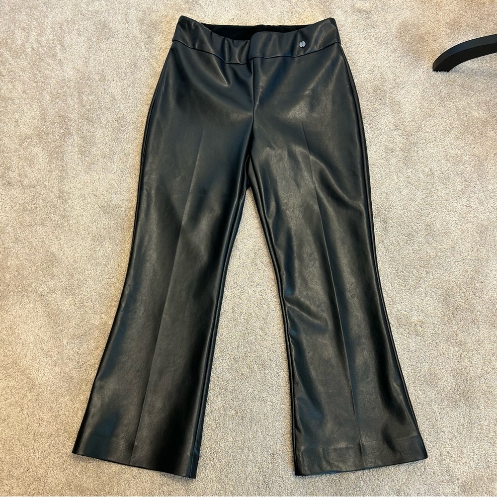 Joseph Ribkoff black faux leather pants Sz 10 NWT pleather vegan